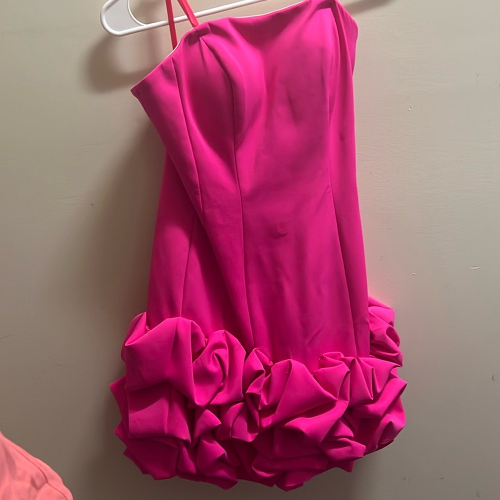 Ashley Lauren Pink Mini Dress with Ruffle Hem